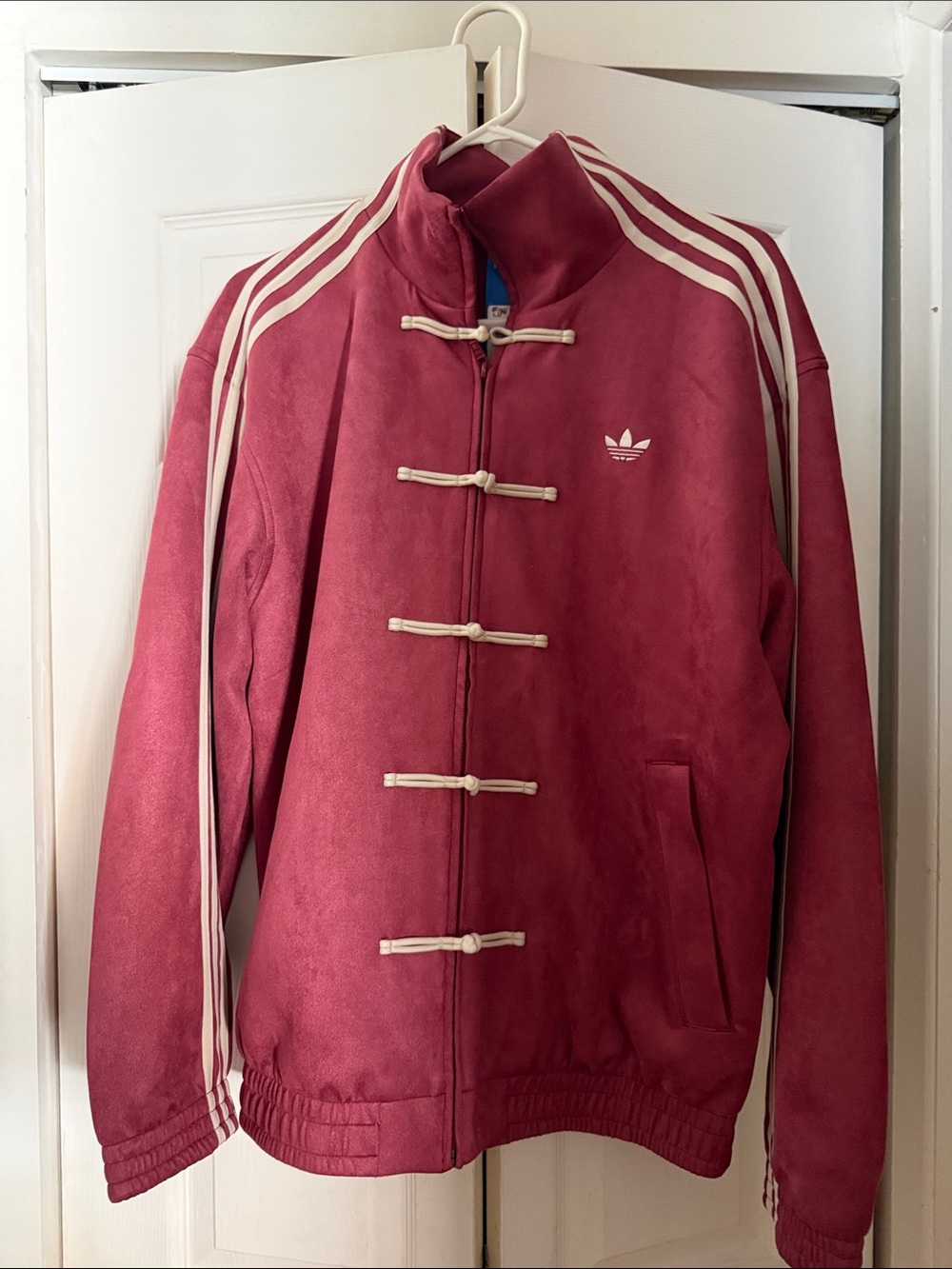adidas Burgundy Chinese New Year Jacket with White Stripes - Picture 2 of 4
